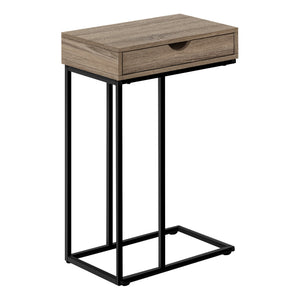 I 3771 Table D'appoint, En Forme De C, Bout, Côté, Collation, Tiroir De Rangement, Salon, Chambre À Coucher, Métal, Stratifié, Brun, Noir, Contemporain, Moderne - Simple Boutique