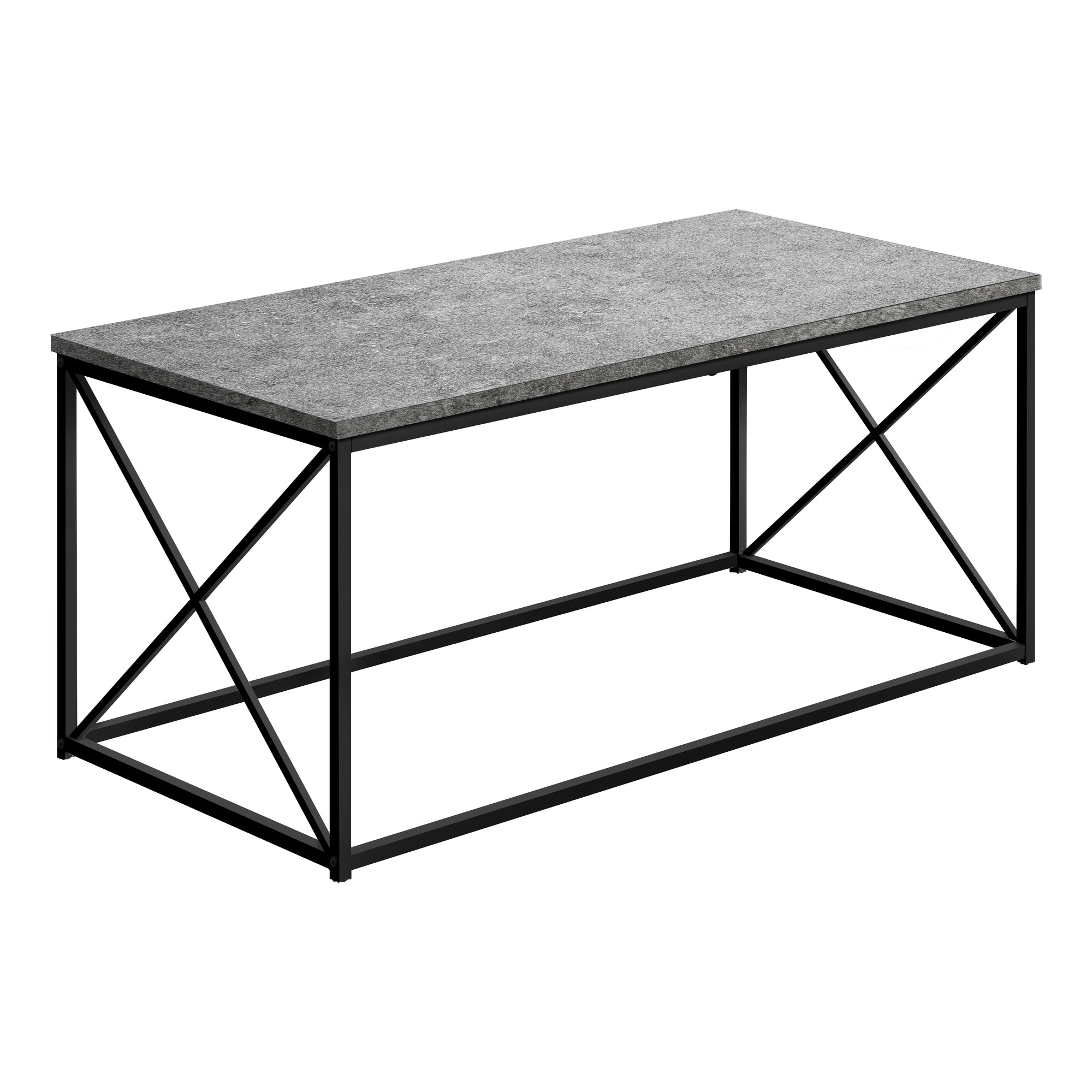 I 3785 Table A Café, Accent, Cocktail, Rectangulaire, Salon, 40"l, Métal, Stratifié, Gris, Noir, Contemporain, Moderne - Simple Boutique