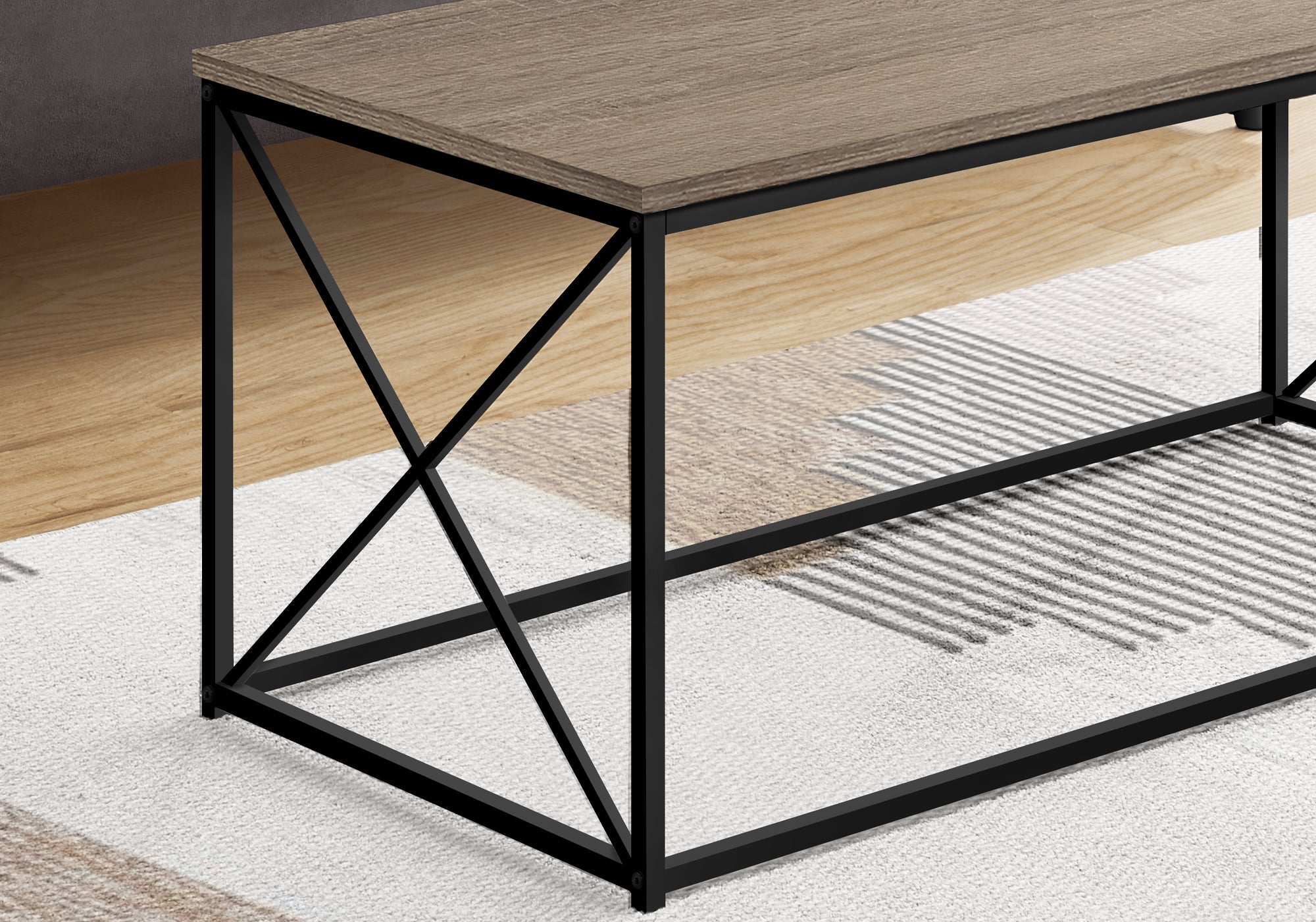 I 3786 Table A Café, Accent, Cocktail, Rectangulaire, Salon, 40"l, Métal, Stratifié, Brun, Noir, Contemporain, Moderne - Simple Boutique