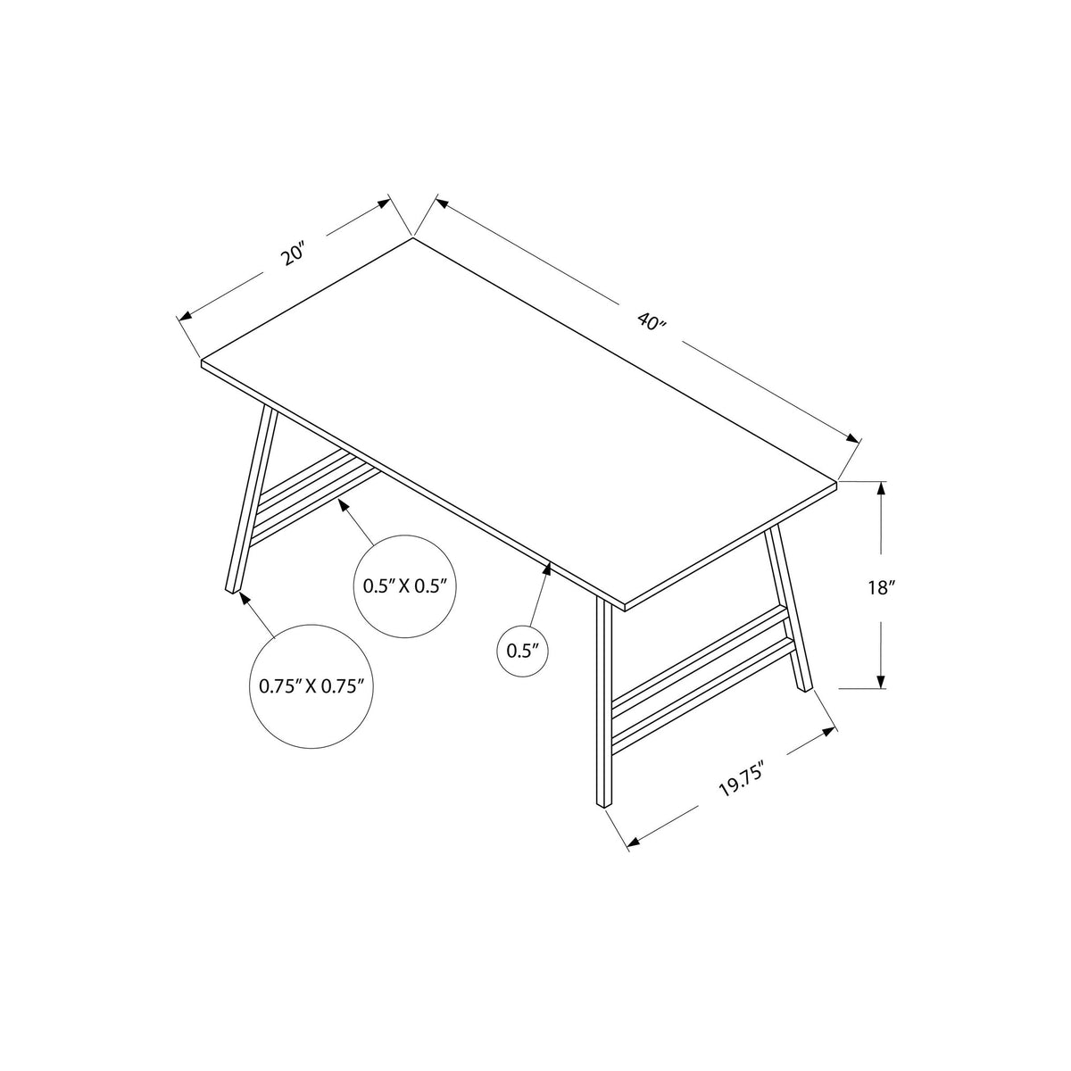 I 3790 Table A Café, Accent, Cocktail, Rectangulaire, Salon, 40"l, Métal, Stratifié, Blanc, Gris, Contemporain, Moderne - Simple Boutique