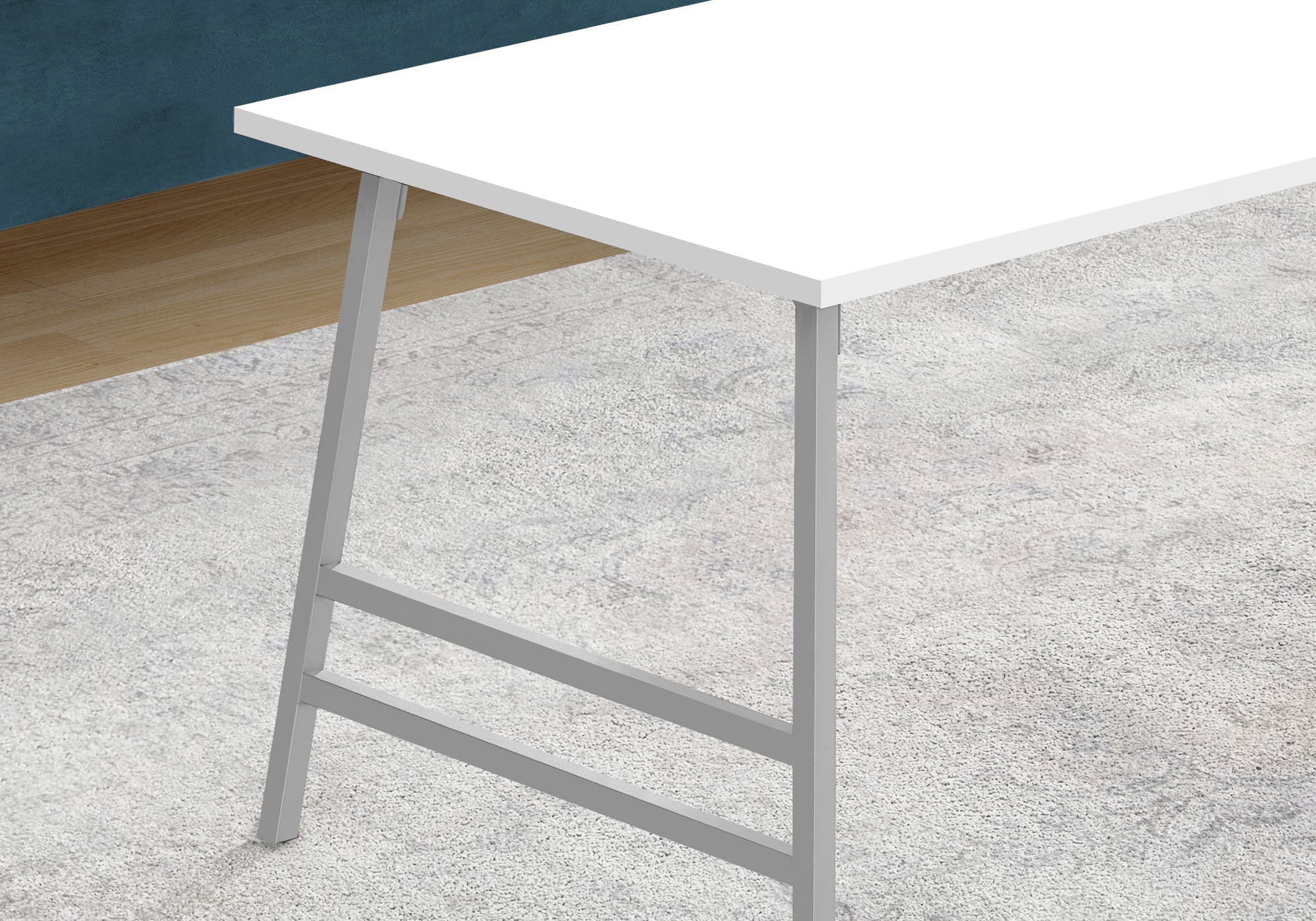 I 3790 Table A Café, Accent, Cocktail, Rectangulaire, Salon, 40"l, Métal, Stratifié, Blanc, Gris, Contemporain, Moderne - Simple Boutique