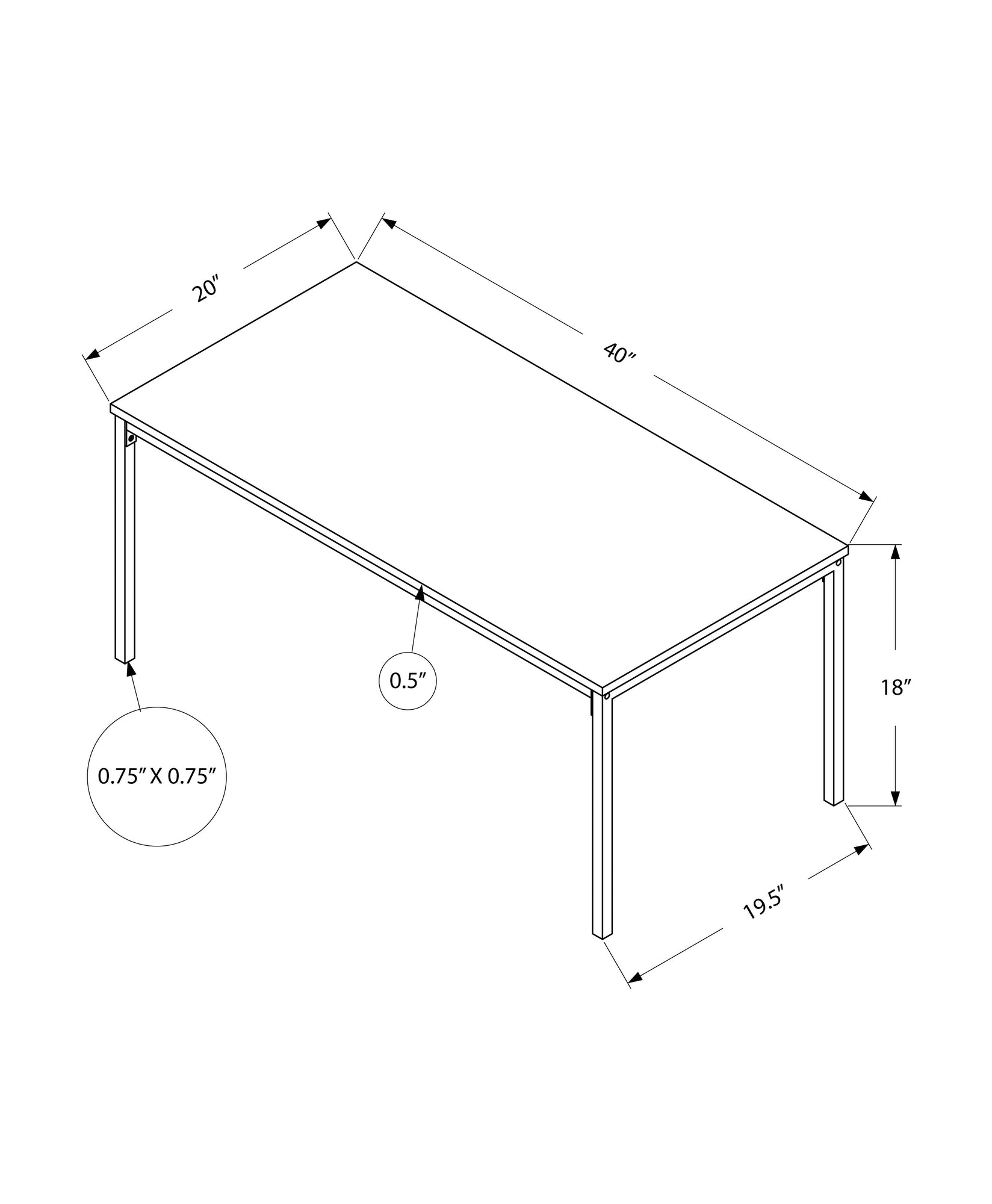 I 3795 Table A Café, Accent, Cocktail, Rectangulaire, Salon, 40"l, Métal, Stratifié, Blanc, Gris, Contemporain, Moderne - Simple Boutique