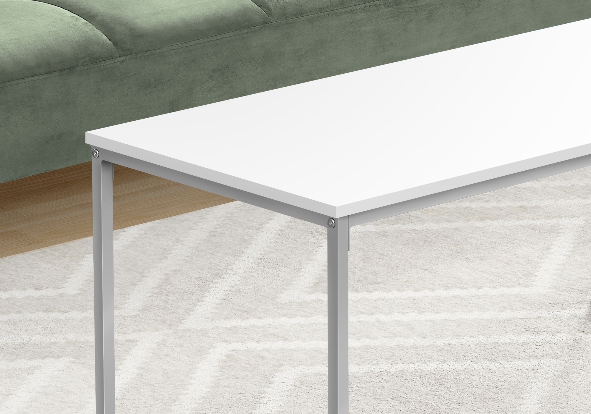 I 3795 Table A Café, Accent, Cocktail, Rectangulaire, Salon, 40"l, Métal, Stratifié, Blanc, Gris, Contemporain, Moderne - Simple Boutique