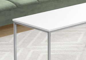 I 3795 Table A Café, Accent, Cocktail, Rectangulaire, Salon, 40"l, Métal, Stratifié, Blanc, Gris, Contemporain, Moderne - Simple Boutique