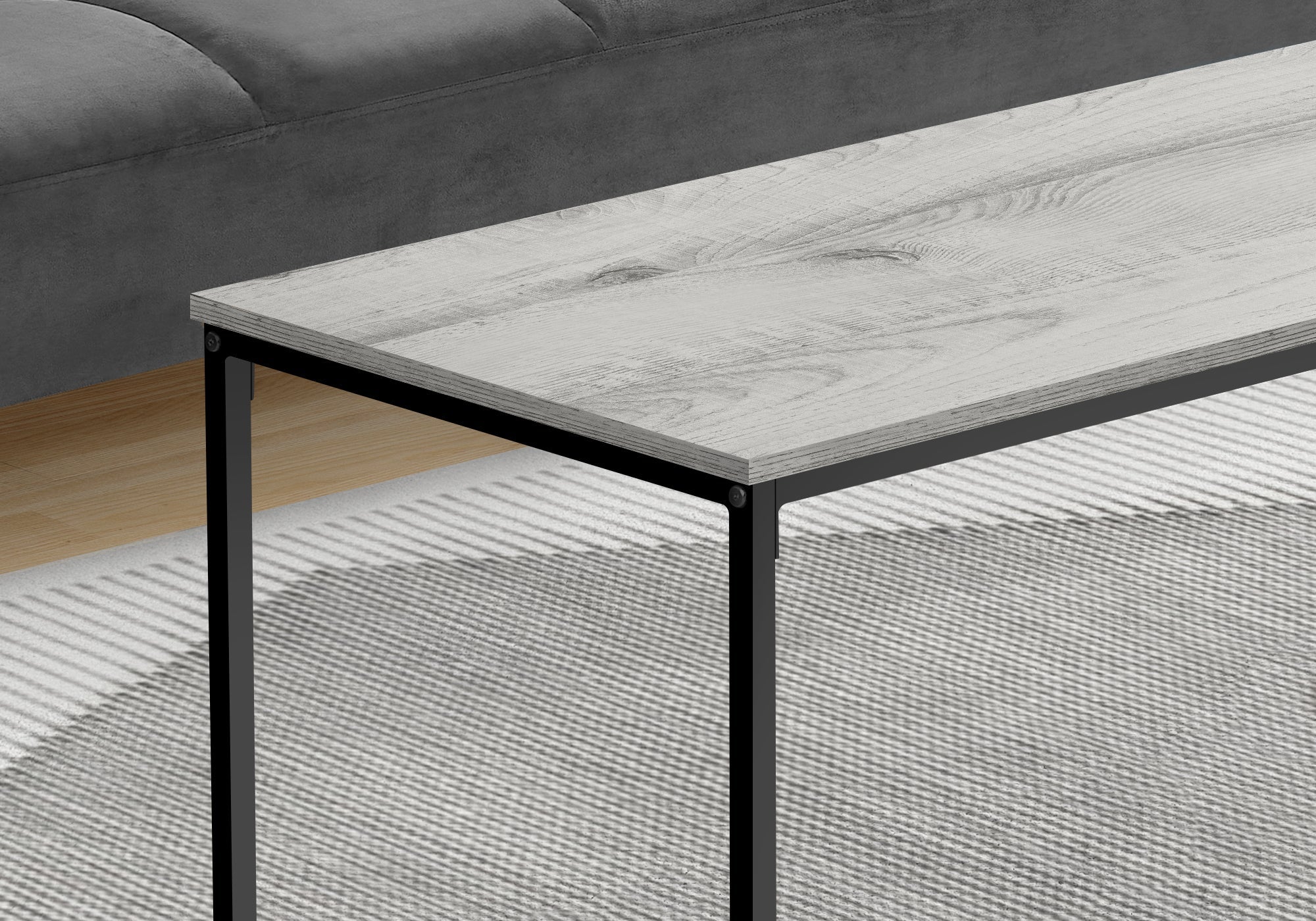 I 3796 Table A Café, Accent, Cocktail, Rectangulaire, Salon, 40"l, Métal, Stratifié, Gris, Noir, Contemporain, Moderne - Simple Boutique