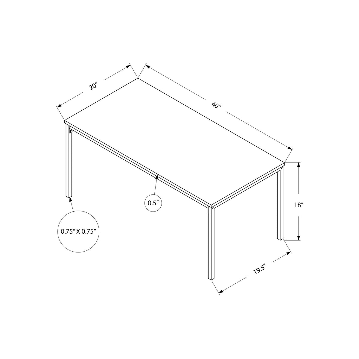 I 3797 Table A Café, Accent, Cocktail, Rectangulaire, Salon, 40"l, Métal, Stratifié, Brun, Noir, Contemporain, Moderne - Simple Boutique