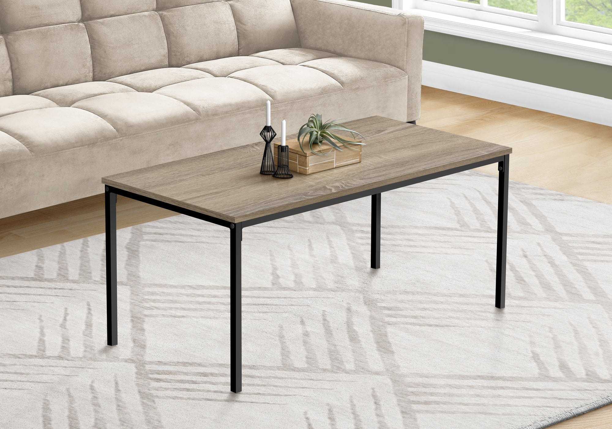 I 3797 Table A Café, Accent, Cocktail, Rectangulaire, Salon, 40"l, Métal, Stratifié, Brun, Noir, Contemporain, Moderne - Simple Boutique