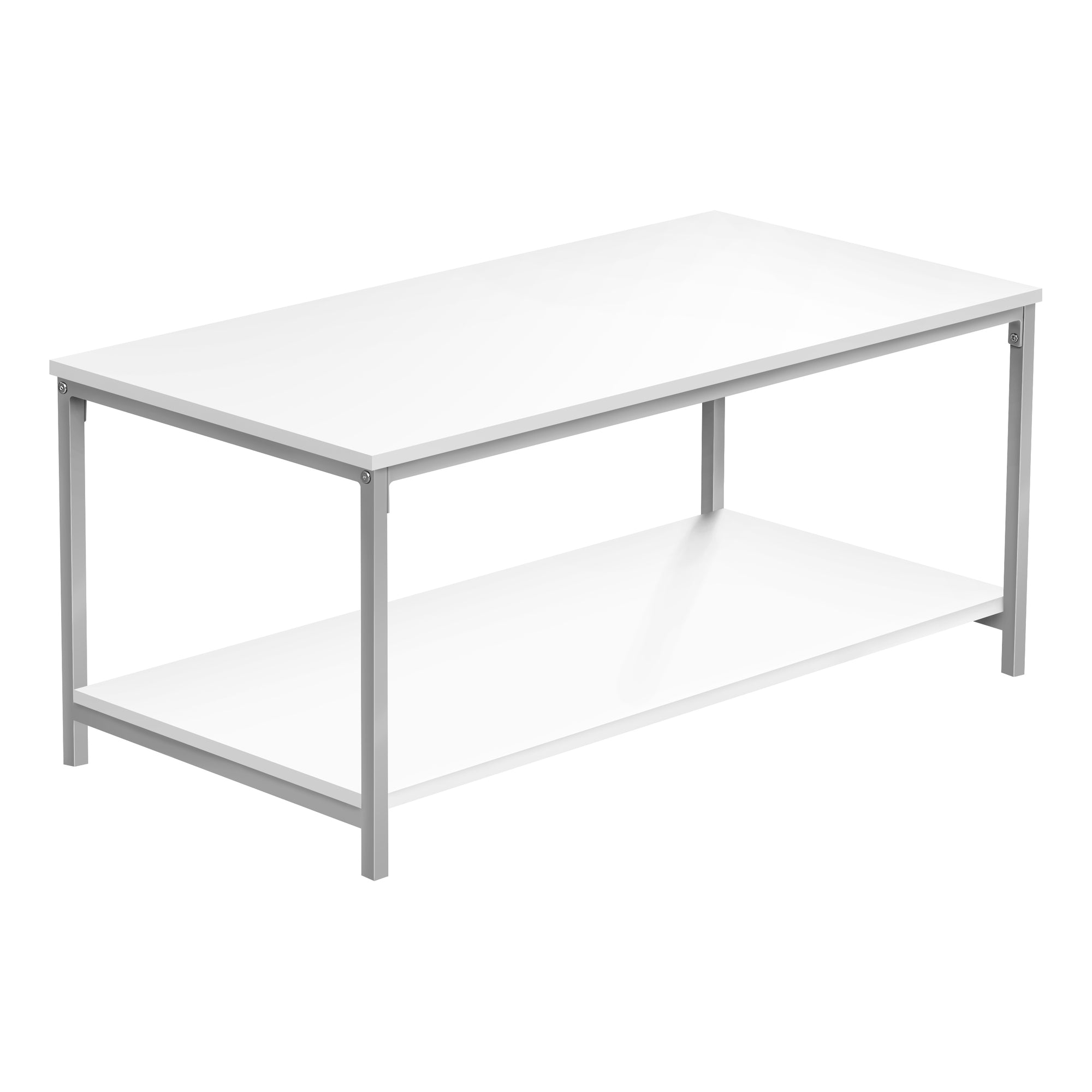 I 3800 Table A Café, Accent, Cocktail, Rectangulaire, Salon, 40"l, Métal, Stratifié, Blanc, Gris, Contemporain, Moderne - Simple Boutique