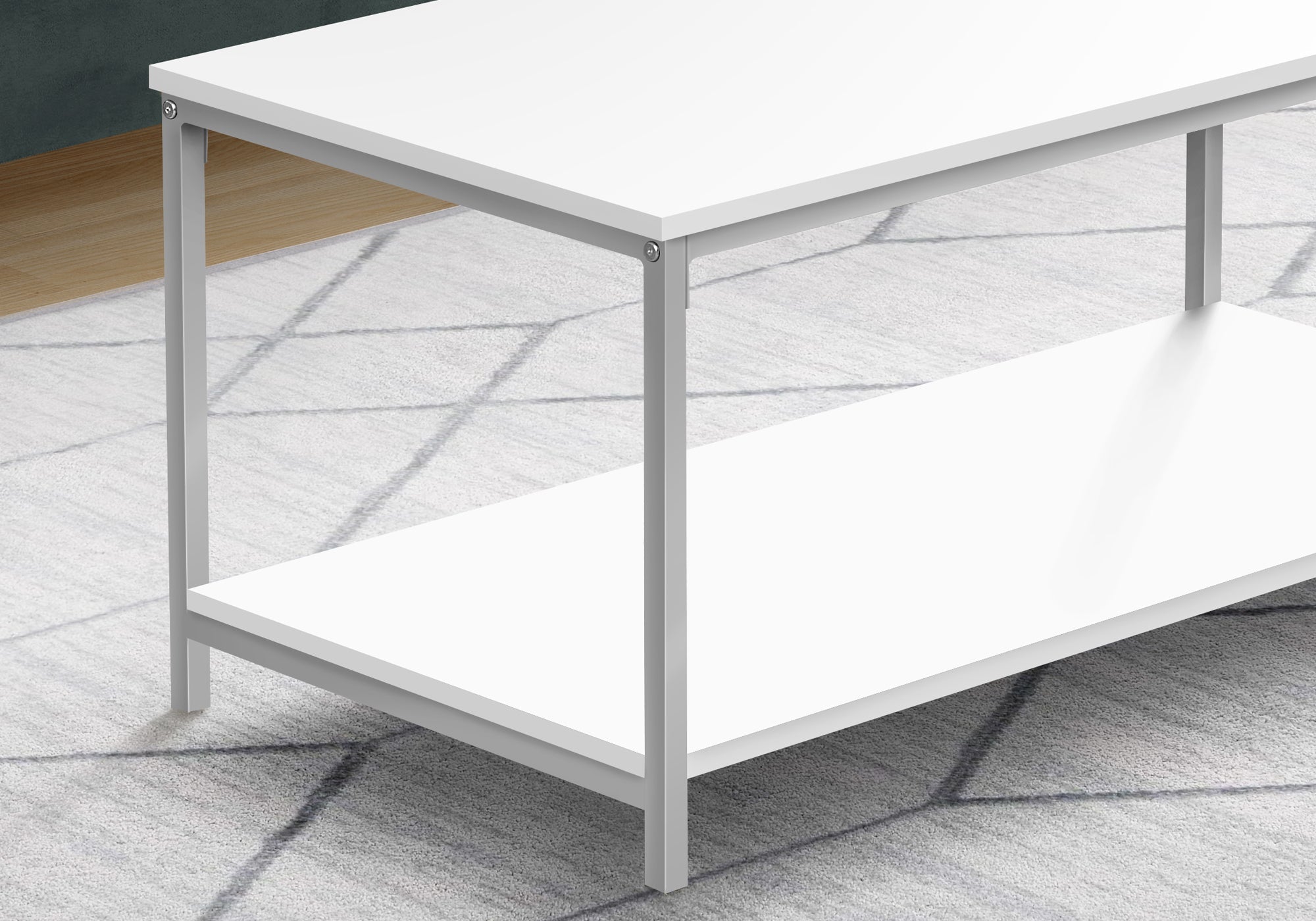 I 3800 Table A Café, Accent, Cocktail, Rectangulaire, Salon, 40"l, Métal, Stratifié, Blanc, Gris, Contemporain, Moderne - Simple Boutique