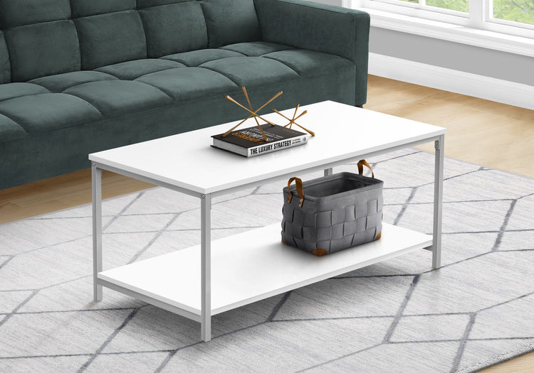 I 3800 Table A Café, Accent, Cocktail, Rectangulaire, Salon, 40"l, Métal, Stratifié, Blanc, Gris, Contemporain, Moderne - Simple Boutique