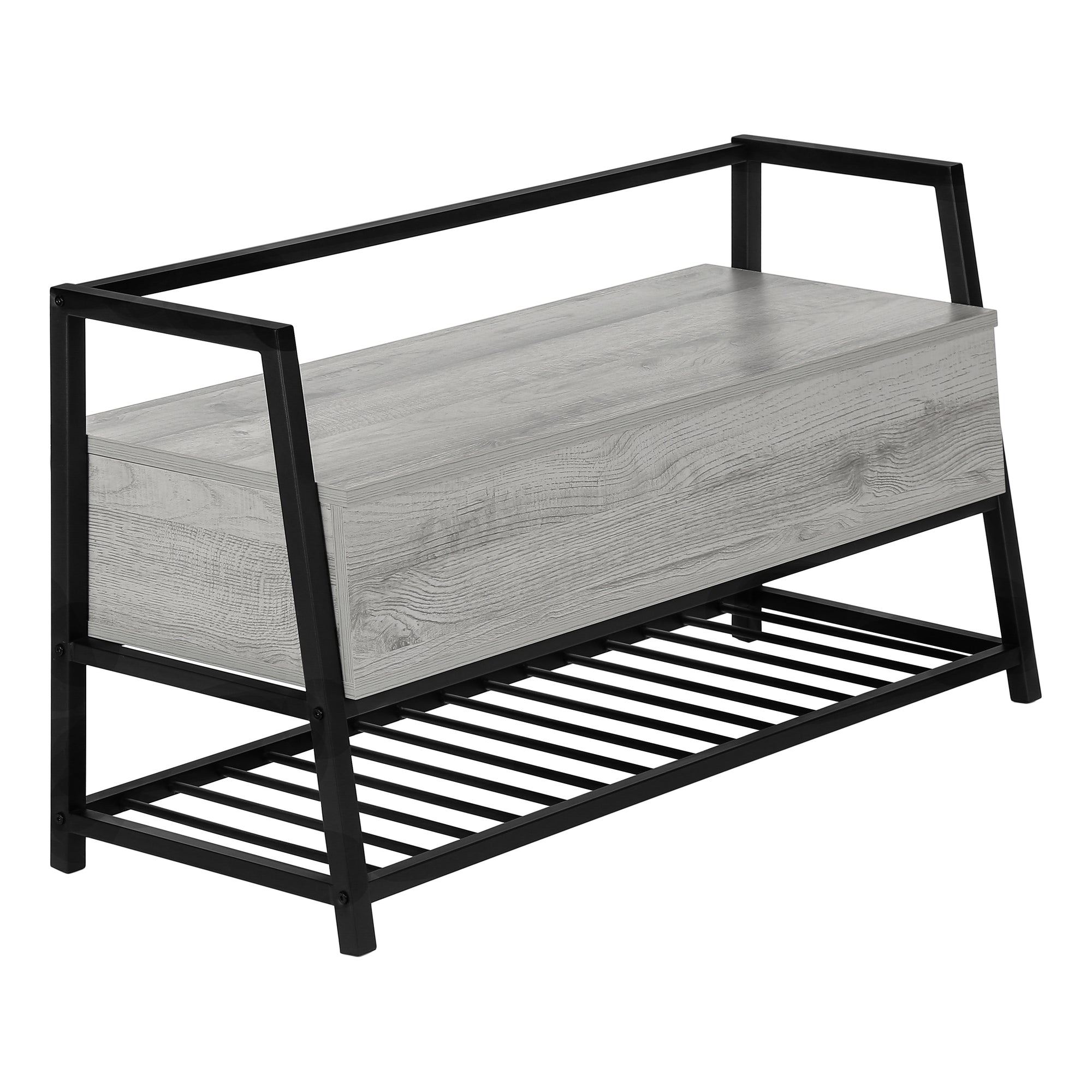 I 4500 Banc, Entrée, Couloir, Rangement, 42" Rectangulaire, Métal, Stratifié, Gris, Noir, Contemporain, Moderne - Simple Boutique