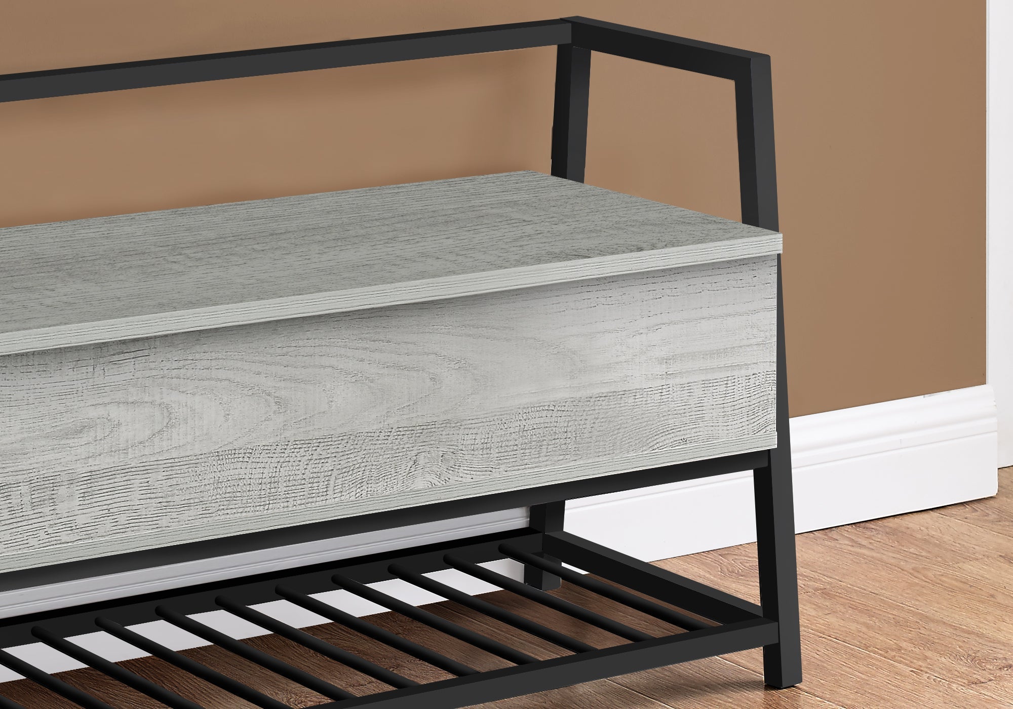 I 4500 Banc, Entrée, Couloir, Rangement, 42" Rectangulaire, Métal, Stratifié, Gris, Noir, Contemporain, Moderne - Simple Boutique