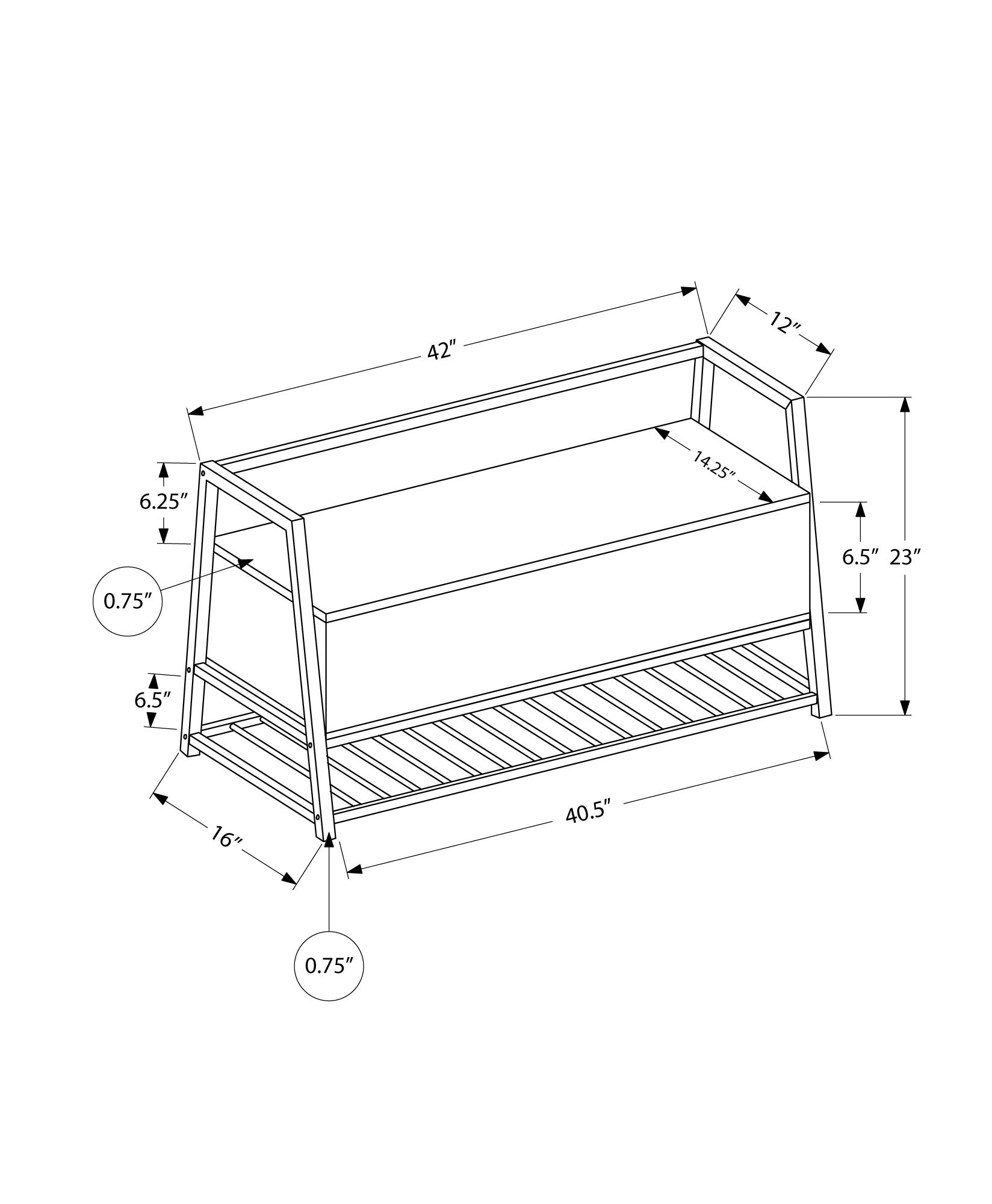 I 4501 Banc, Entrée, Couloir, Rangement, 42" Rectangulaire, Métal, Stratifié, Brun, Noir, Contemporain, Moderne - Simple Boutique