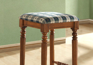 I 4833 Tabouret De Bar, Lot De 2, Hauteur Bar, Bois, En Tissu, Brun, Vert, Traditionnel - Simple Boutique