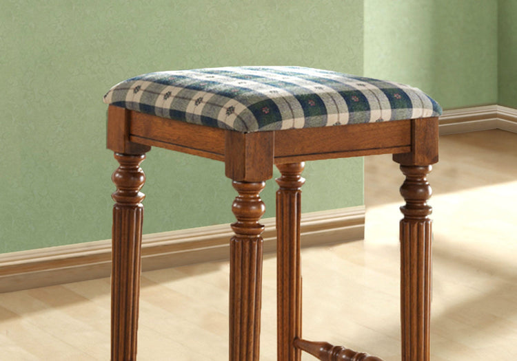 I 4833 Tabouret De Bar, Lot De 2, Hauteur Bar, Bois, En Tissu, Brun, Vert, Traditionnel - Simple Boutique