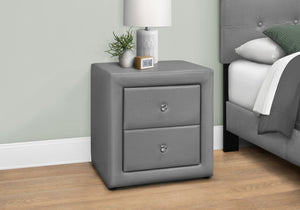 I 5602 Accessoire De Chambre, Table De Nuit, Bout, Côté, Lampe, Tiroir De Rangement, Chambre À Coucher, Rembourré, Pu D'aspect Cuir, Gris, Transitionnel - Simple Boutique