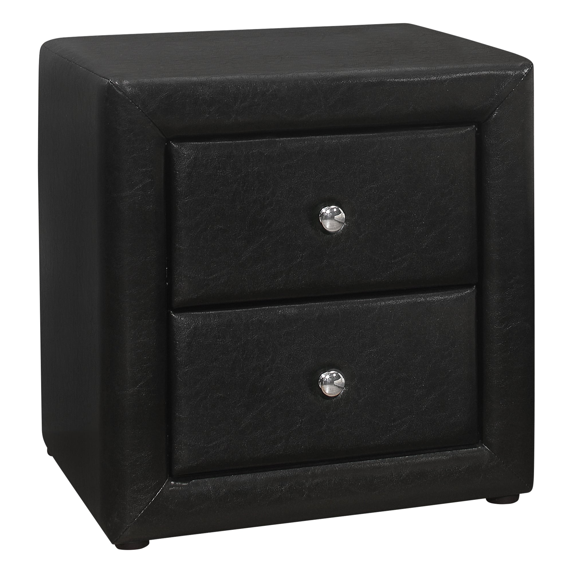 I 5603 Accessoire De Chambre, Table De Nuit, Bout, Côté, Lampe, Tiroir De Rangement, Chambre À Coucher, Rembourré, Pu D'aspect Cuir, Noir, Transitionnel - Simple Boutique