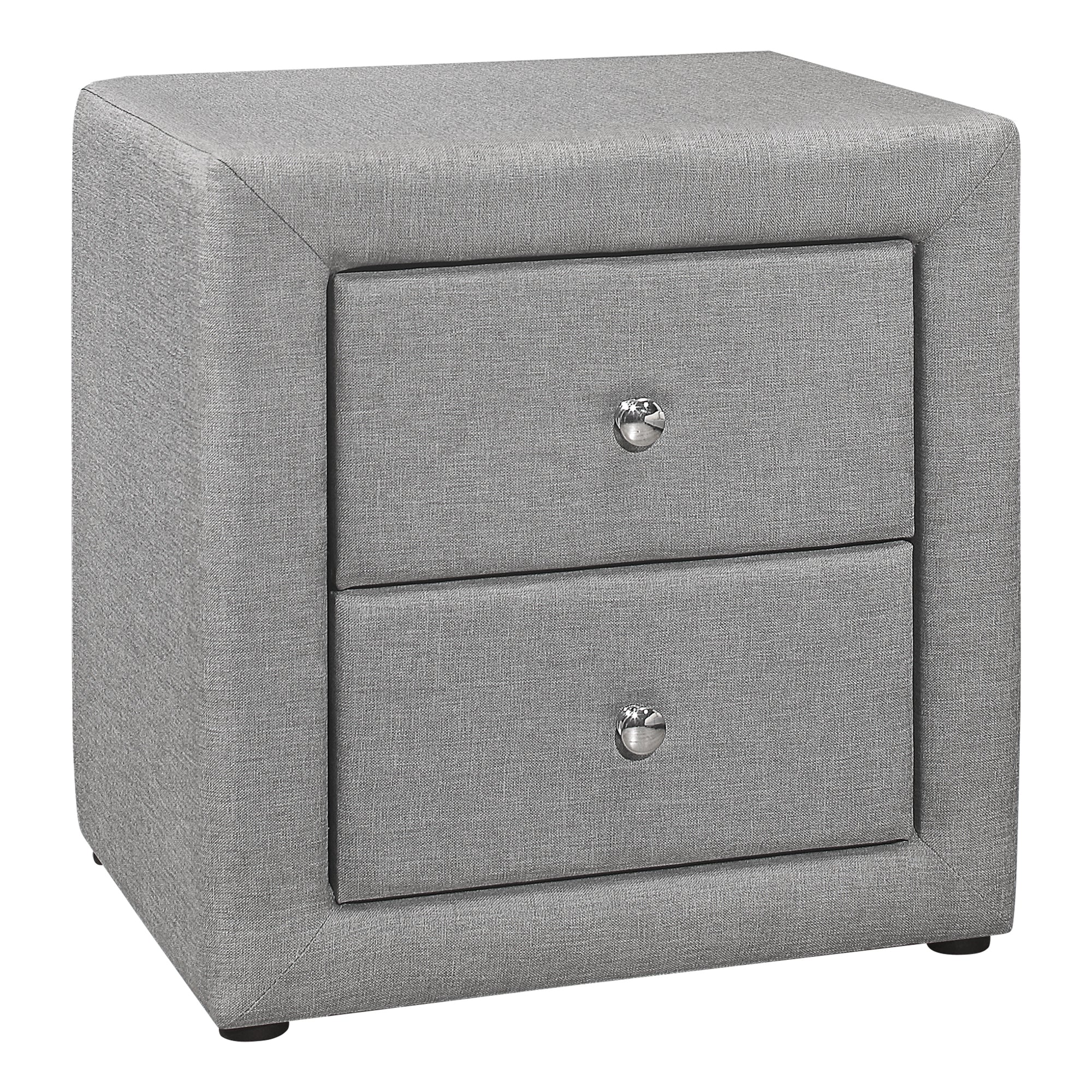 I 5604 Accessoire De Chambre, Table De Nuit, Bout, Côté, Lampe, Tiroir De Rangement, Chambre À Coucher, Rembourré, D'aspect Lin, Gris, Transitionnel - Simple Boutique