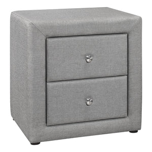I 5604 Accessoire De Chambre, Table De Nuit, Bout, Côté, Lampe, Tiroir De Rangement, Chambre À Coucher, Rembourré, D'aspect Lin, Gris, Transitionnel - Simple Boutique