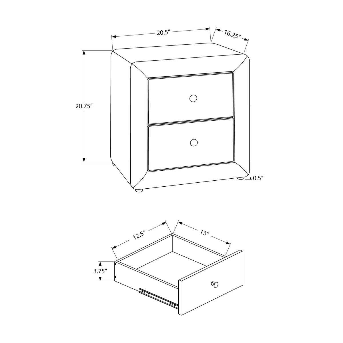I 5604 Accessoire De Chambre, Table De Nuit, Bout, Côté, Lampe, Tiroir De Rangement, Chambre À Coucher, Rembourré, D'aspect Lin, Gris, Transitionnel - Simple Boutique
