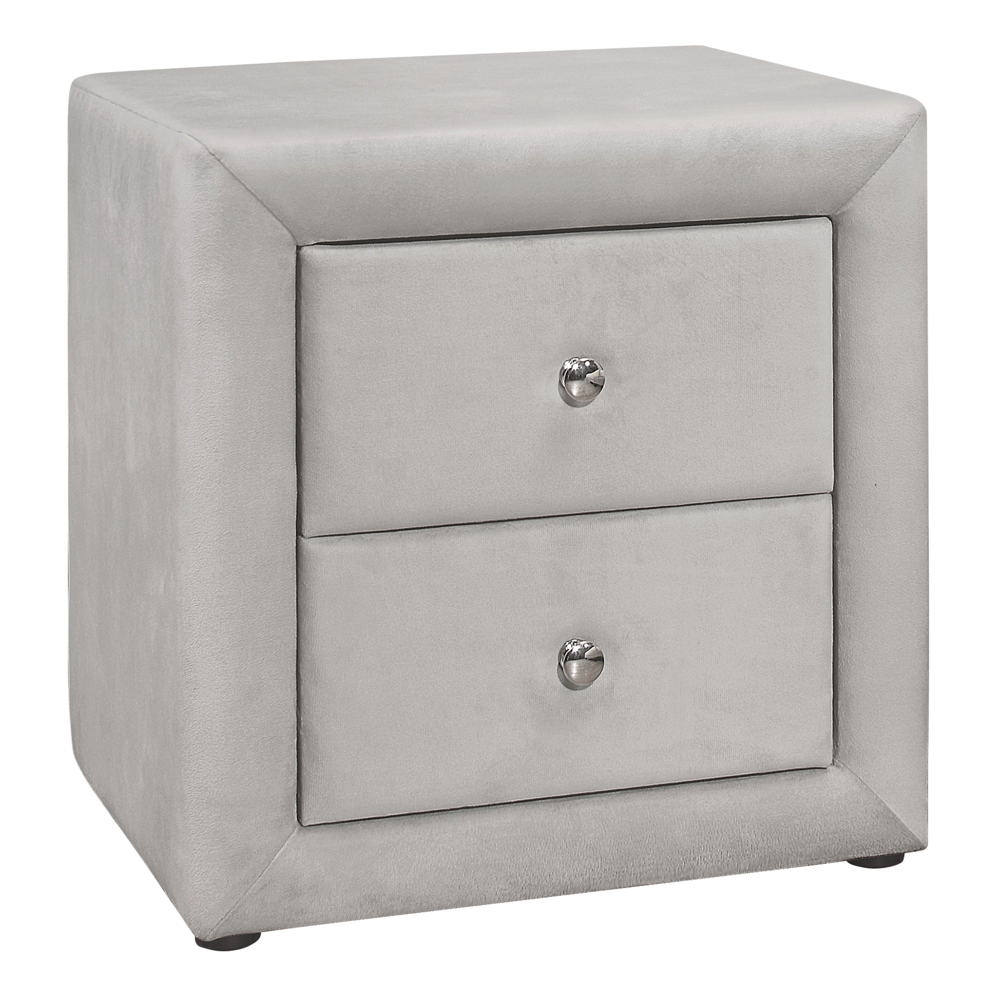 I 5606 Accessoire De Chambre, Table De Nuit, Bout, Côté, Lampe, Tiroir De Rangement, Chambre À Coucher, Rembourré, Velours, Gris, Transitionnel - Simple Boutique