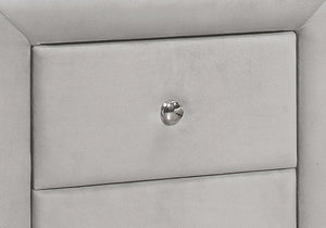 I 5606 Accessoire De Chambre, Table De Nuit, Bout, Côté, Lampe, Tiroir De Rangement, Chambre À Coucher, Rembourré, Velours, Gris, Transitionnel - Simple Boutique