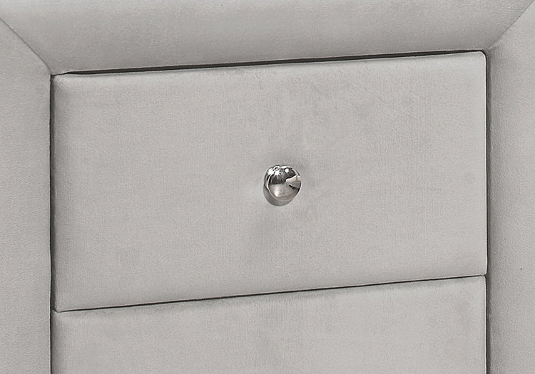 I 5606 Accessoire De Chambre, Table De Nuit, Bout, Côté, Lampe, Tiroir De Rangement, Chambre À Coucher, Rembourré, Velours, Gris, Transitionnel - Simple Boutique