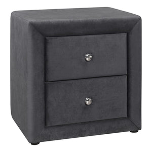 I 5607 Accessoire De Chambre, Table De Nuit, Bout, Côté, Lampe, Tiroir De Rangement, Chambre À Coucher, Rembourré, Velours, Gris, Transitionnel - Simple Boutique
