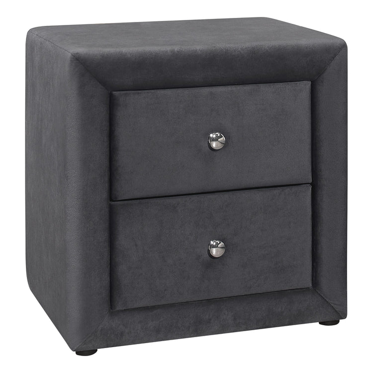 I 5607 Accessoire De Chambre, Table De Nuit, Bout, Côté, Lampe, Tiroir De Rangement, Chambre À Coucher, Rembourré, Velours, Gris, Transitionnel - Simple Boutique