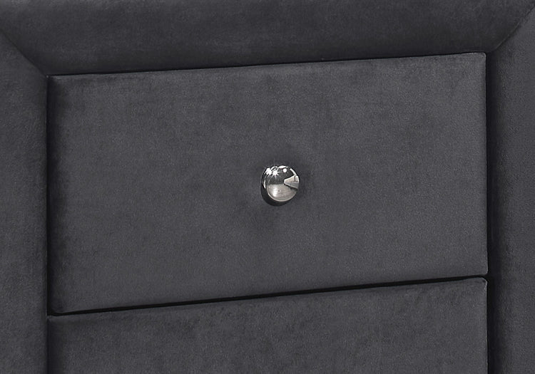 I 5607 Accessoire De Chambre, Table De Nuit, Bout, Côté, Lampe, Tiroir De Rangement, Chambre À Coucher, Rembourré, Velours, Gris, Transitionnel - Simple Boutique