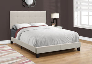 I 5921F Lit, Taille Réelle, Plate-forme, Chambre À Coucher, Cadre, Rembourré, D'aspect Lin, Pattes En Bois, Beige, Noir, Transitionnel - Simple Boutique