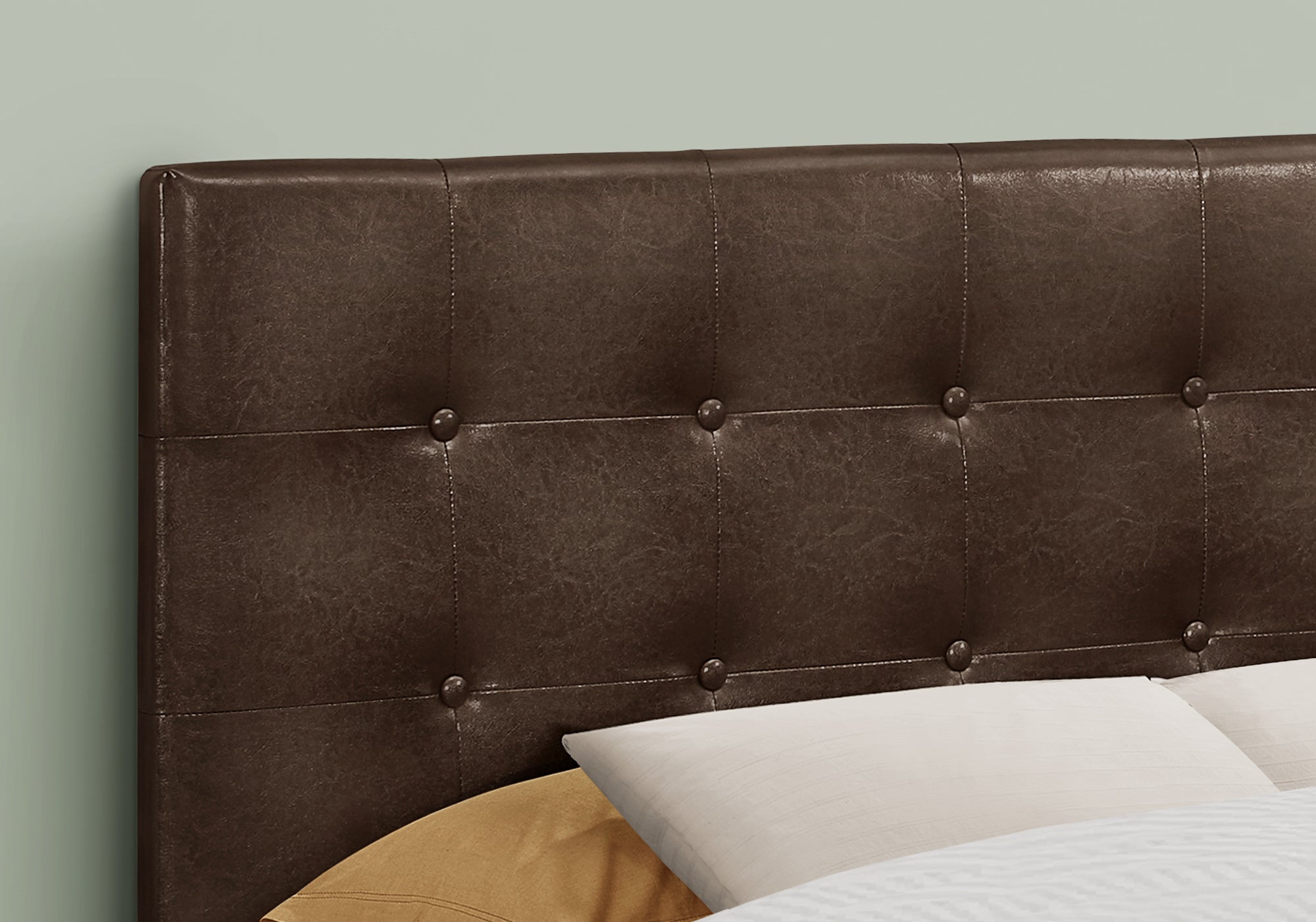 I 6000F Lit, Tête De Lit Seulement, Taille Réelle, Chambre À Coucher, Rembourré, Pu D'aspect Cuir, Brun, Transitionnel - Simple Boutique