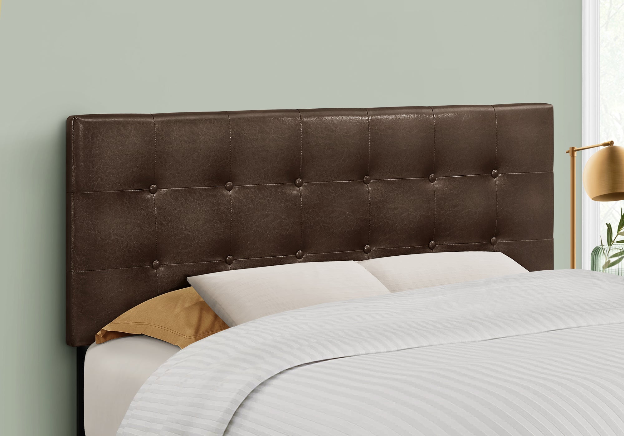 I 6000F Lit, Tête De Lit Seulement, Taille Réelle, Chambre À Coucher, Rembourré, Pu D'aspect Cuir, Brun, Transitionnel - Simple Boutique