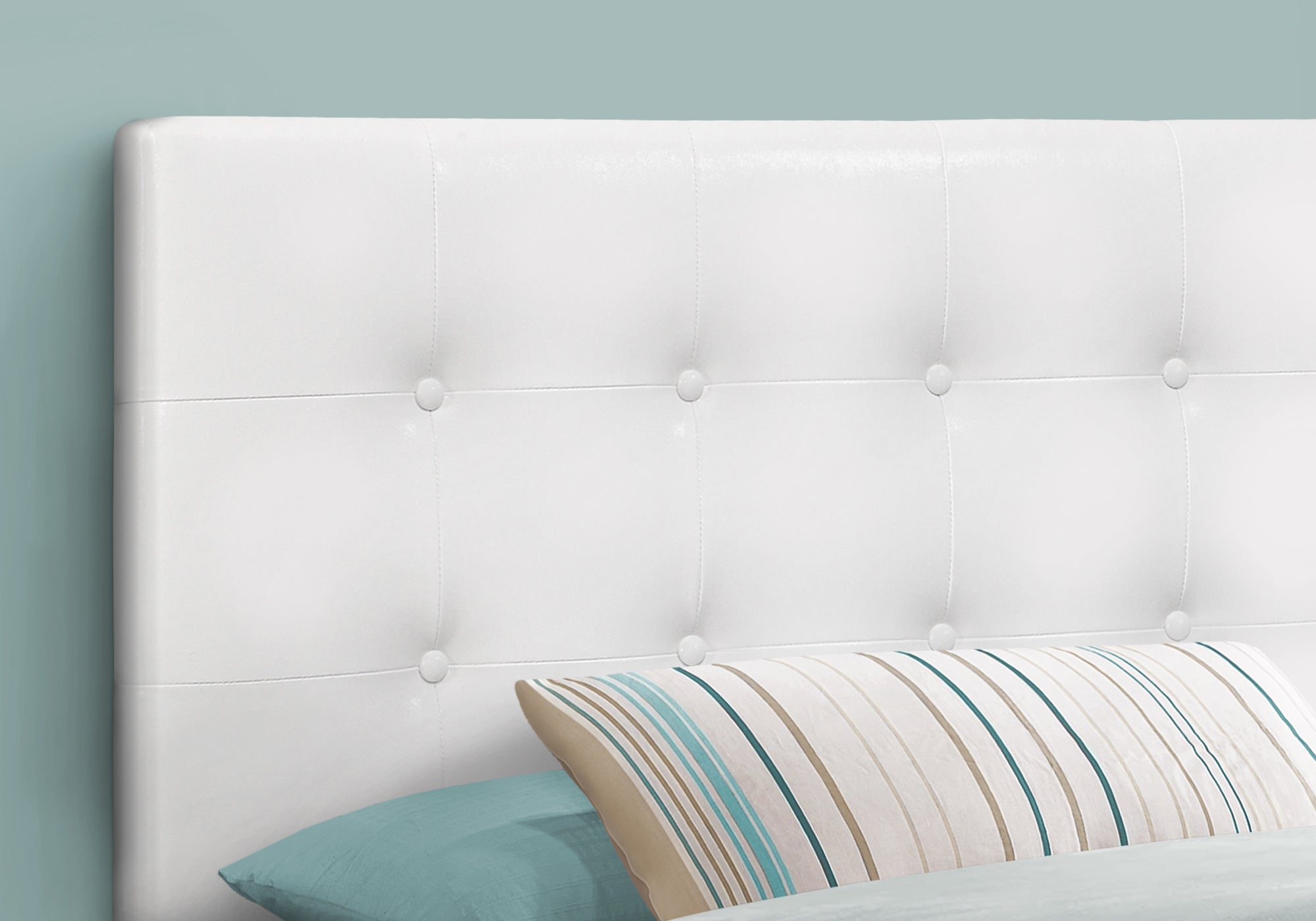 I 6002T Lit, Tête De Lit Seulement, Taille Jumelle, Chambre À Coucher, Rembourré, Pu D'aspect Cuir, Blanc, Transitionnel - Simple Boutique