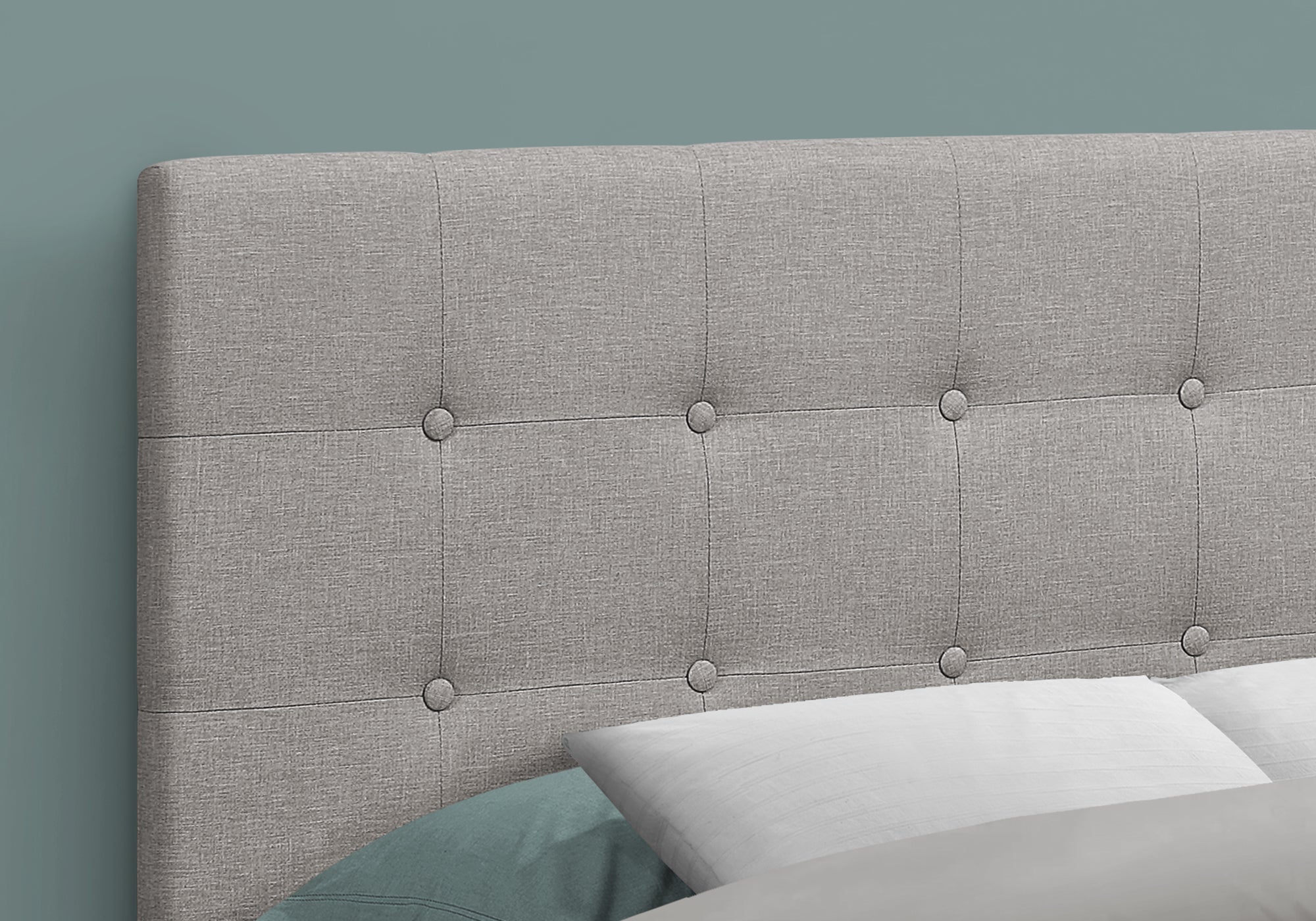 I 6003F Lit, Tête De Lit Seulement, Taille Réelle, Chambre À Coucher, Rembourré, D'aspect Lin, Gris, Transitionnel - Simple Boutique