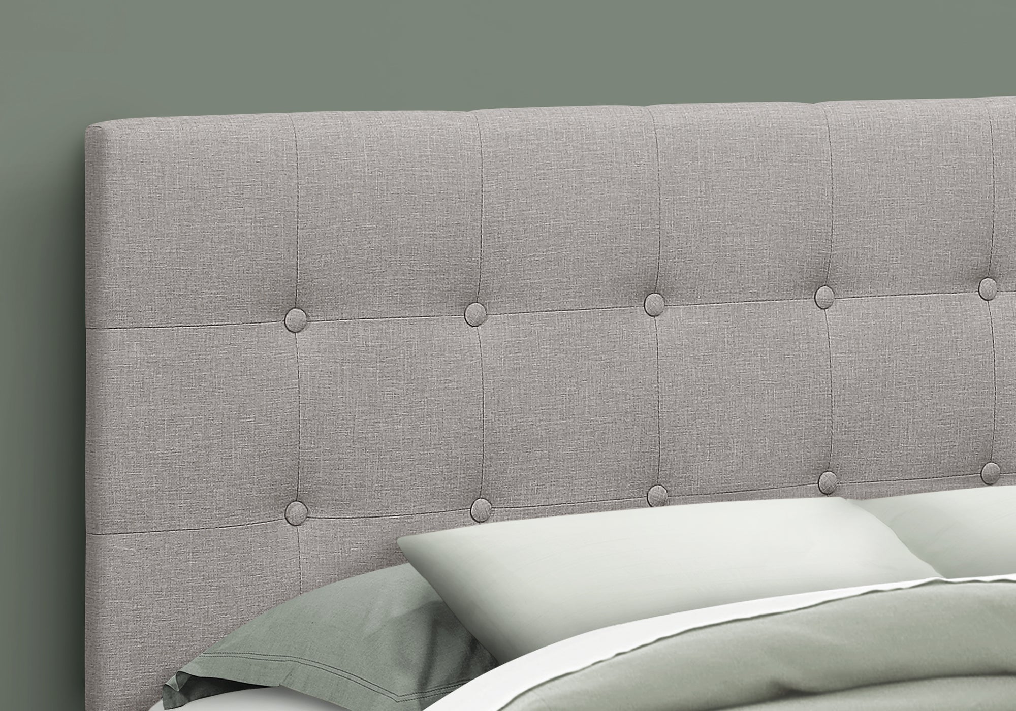 I 6003Q Lit, Tête De Lit Seulement, Grand, Chambre À Coucher, Rembourré, D'aspect Lin, Gris, Transitionnel - Simple Boutique