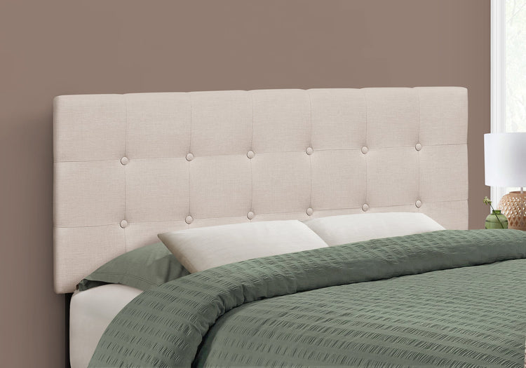 I 6004F Lit, Tête De Lit Seulement, Taille Réelle, Chambre À Coucher, Rembourré, D'aspect Lin, Beige, Transitionnel - Simple Boutique