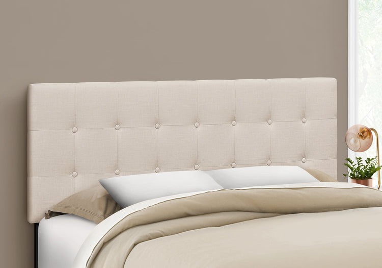 I 6004Q Lit, Tête De Lit Seulement, Grand, Chambre À Coucher, Rembourré, D'aspect Lin, Beige, Transitionnel - Simple Boutique