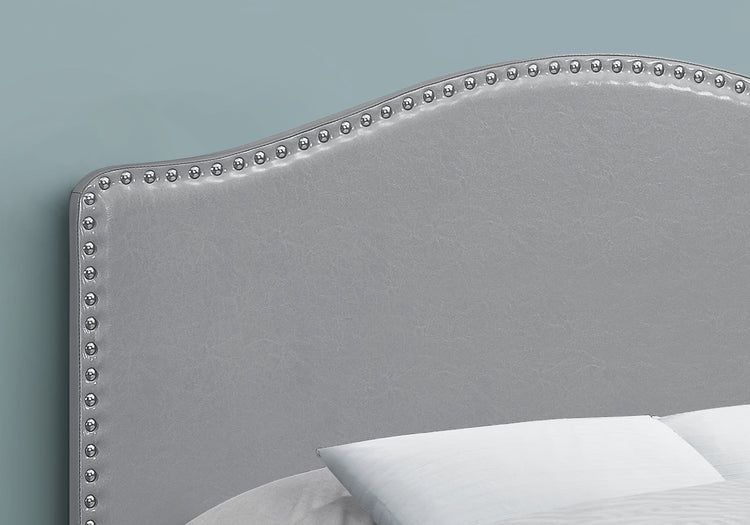 I 6011F Lit, Tête De Lit Seulement, Taille Réelle, Chambre À Coucher, Rembourré, Pu D'aspect Cuir, Gris, Transitionnel - Simple Boutique