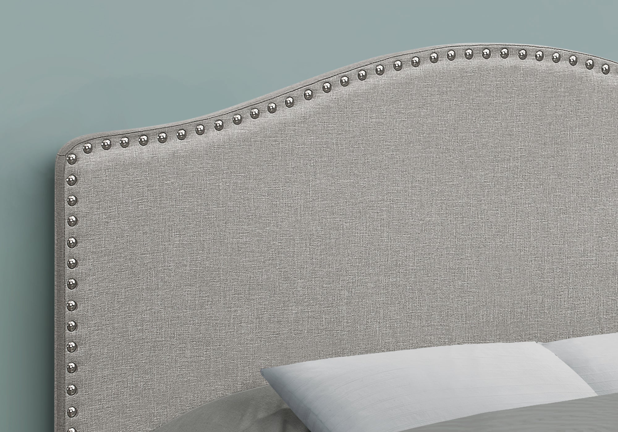 I 6013F Lit, Tête De Lit Seulement, Taille Réelle, Chambre À Coucher, Rembourré, D'aspect Lin, Gris, Transitionnel - Simple Boutique