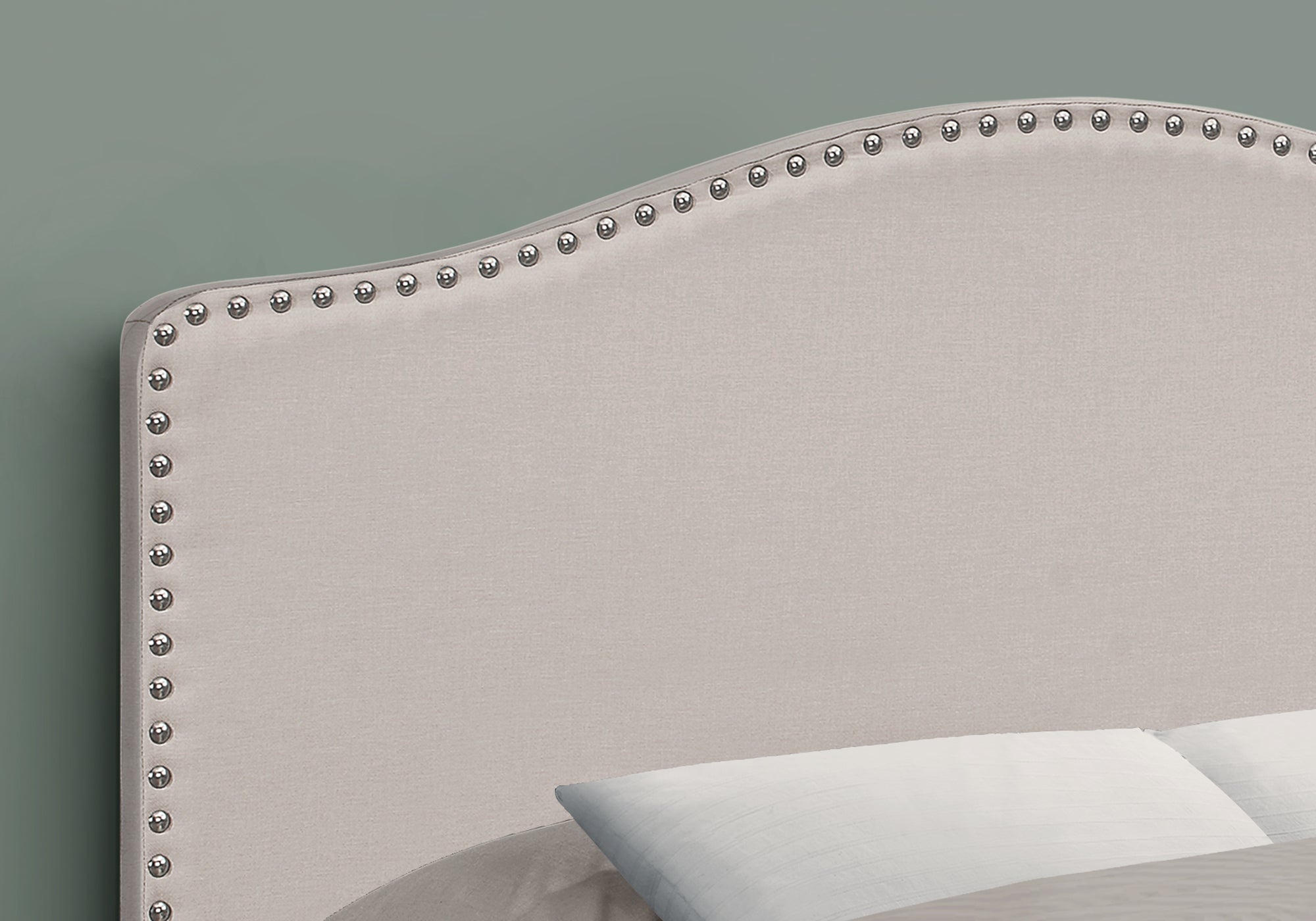 I 6014F Lit, Tête De Lit Seulement, Taille Réelle, Chambre À Coucher, Rembourré, D'aspect Lin, Beige, Transitionnel - Simple Boutique