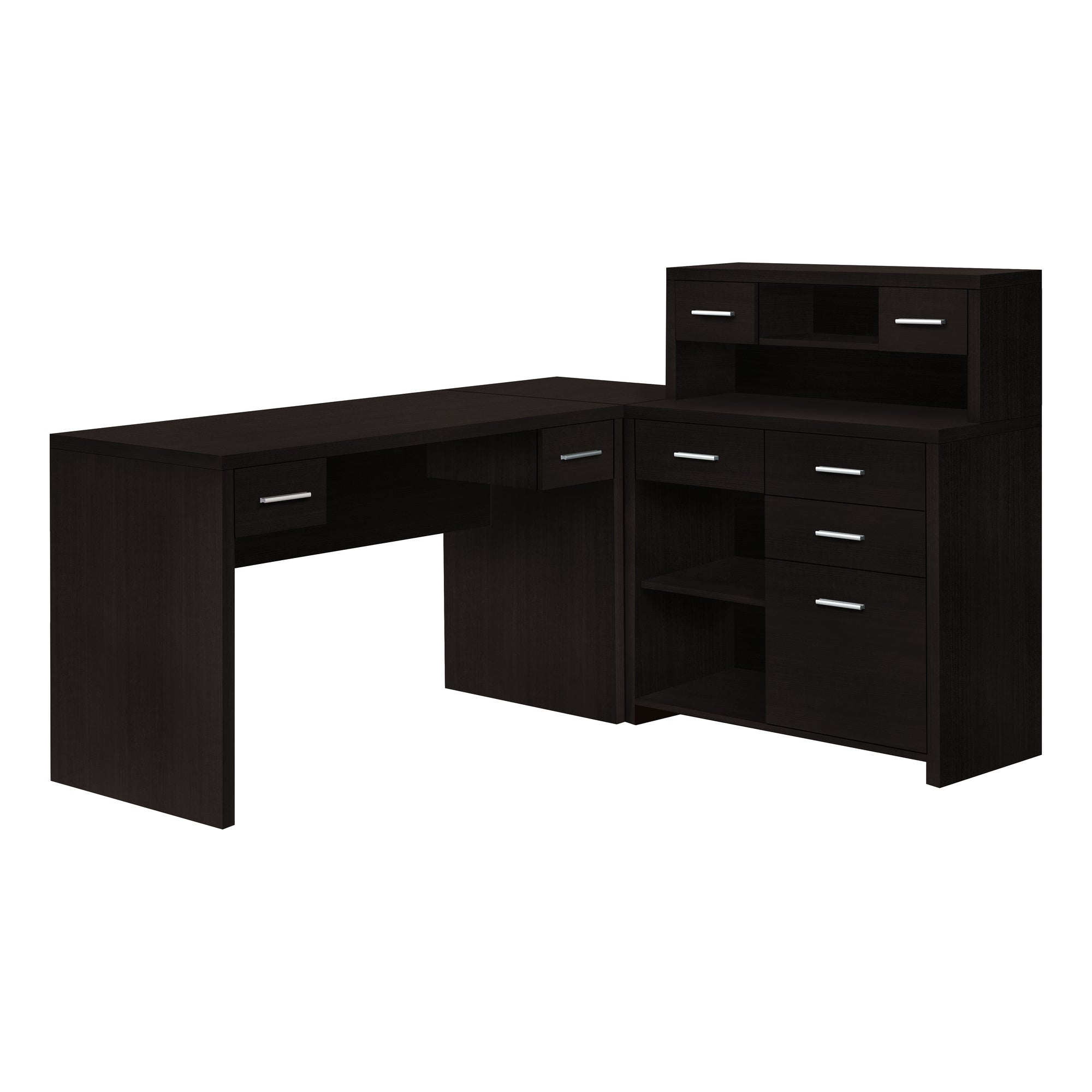 I 7018 Bureau, Bureau À Domicile, Coin, Configuration Gauche, Droite, Tiroirs De Rangement, Forme De L, Travail, Ordinateur Portable, Stratifié, Brun, Contemporain, Moderne - Simple Boutique