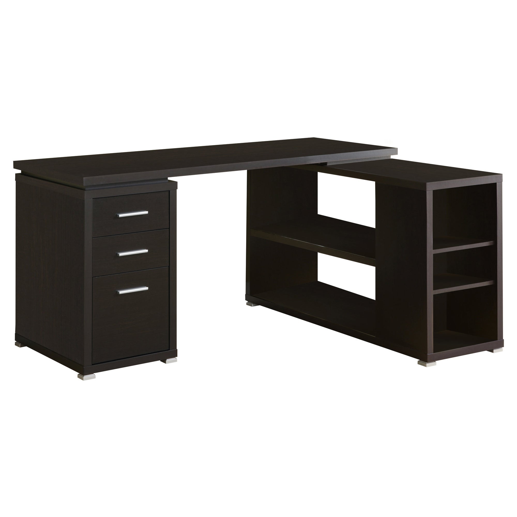 I 7019 Bureau, Bureau À Domicile, Coin, Configuration Gauche, Droite, Tiroirs De Rangement, Forme De L, Travail, Ordinateur Portable, Stratifié, Brun, Contemporain, Moderne - Simple Boutique
