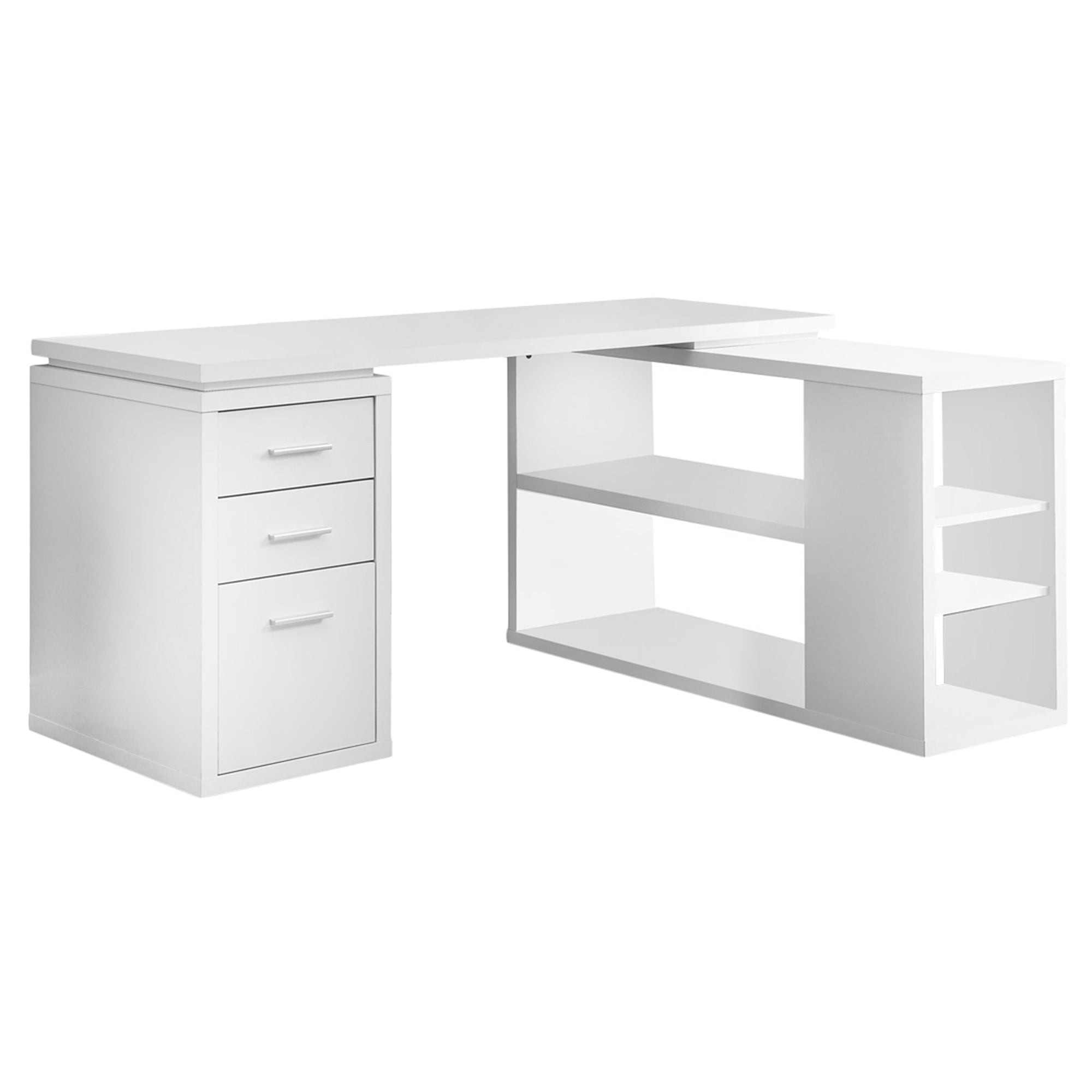 I 7023 Bureau, Bureau À Domicile, Coin, Configuration Gauche, Droite, Tiroirs De Rangement, Forme De L, Travail, Ordinateur Portable, Stratifié, Blanc, Contemporain, Moderne - Simple Boutique