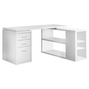 I 7023 Bureau, Bureau À Domicile, Coin, Configuration Gauche, Droite, Tiroirs De Rangement, Forme De L, Travail, Ordinateur Portable, Stratifié, Blanc, Contemporain, Moderne - Simple Boutique