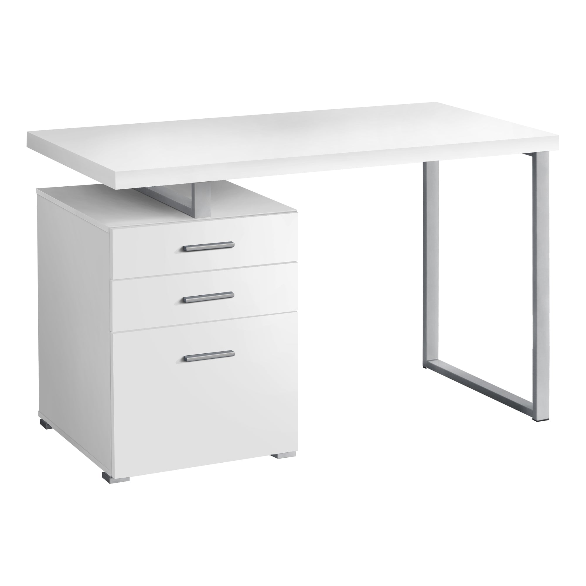 I 7027 Bureau, Bureau À Domicile, Ordinateur Portable, Configuration Gauche, Droite, Tiroirs De Rangement, 48"l, Travail, Métal, Stratifié, Blanc, Gris, Contemporain, Moderne - Simple Boutique