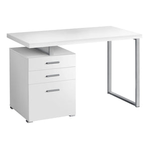I 7027 Bureau, Bureau À Domicile, Ordinateur Portable, Configuration Gauche, Droite, Tiroirs De Rangement, 48"l, Travail, Métal, Stratifié, Blanc, Gris, Contemporain, Moderne - Simple Boutique