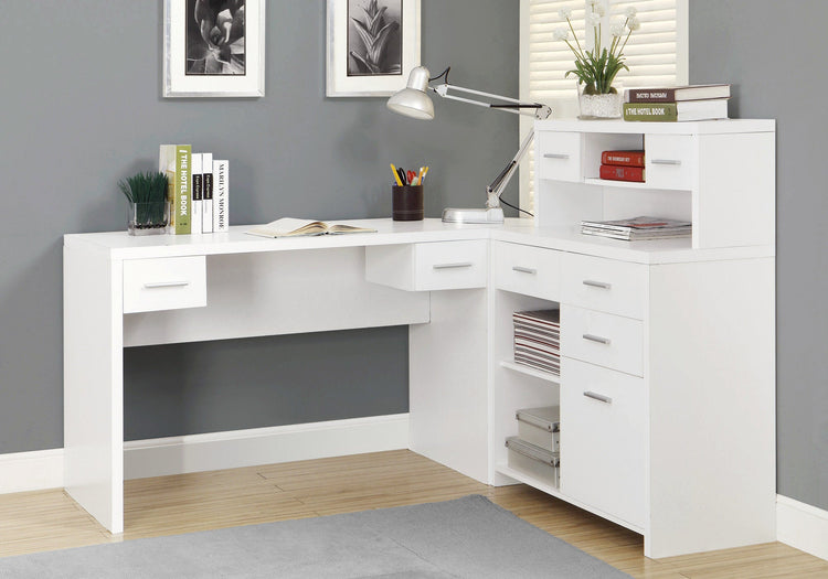 I 7028 Bureau, Bureau À Domicile, Coin, Configuration Gauche, Droite, Tiroirs De Rangement, Forme De L, Travail, Ordinateur Portable, Stratifié, Blanc, Contemporain, Moderne - Simple Boutique