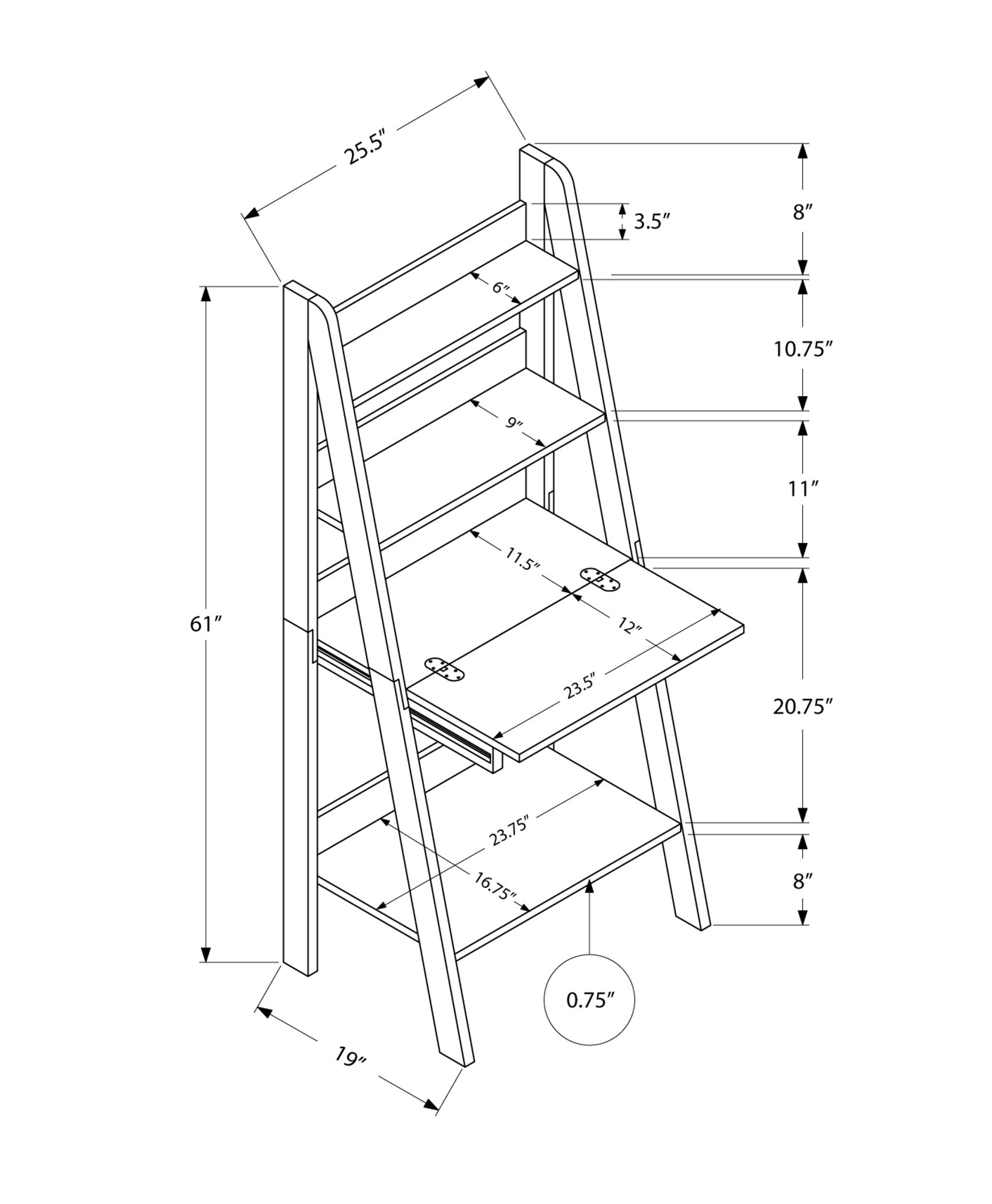 I 7042 Bureau, Bureau À Domicile, Ordinateur Portable, Penché, Tiroirs De Rangement, 61"h, Travail, Stratifié, Brun, Contemporain, Moderne - Simple Boutique