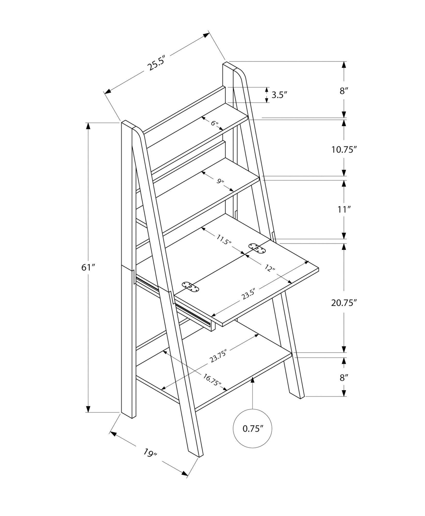 I 7043 Bureau, Bureau À Domicile, Ordinateur Portable, Penché, Tiroirs De Rangement, 61"h, Travail, Stratifié, Brun, Contemporain, Moderne - Simple Boutique